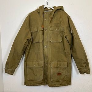 Men’s RVCA Olive Khaki Hooded Parka Jacket Coat XL Winter Work Outdoors Quilted